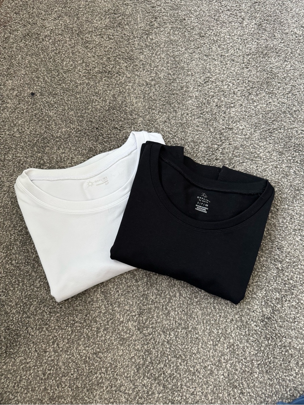 aerie Cropped Crew Neck Tops in Black & White